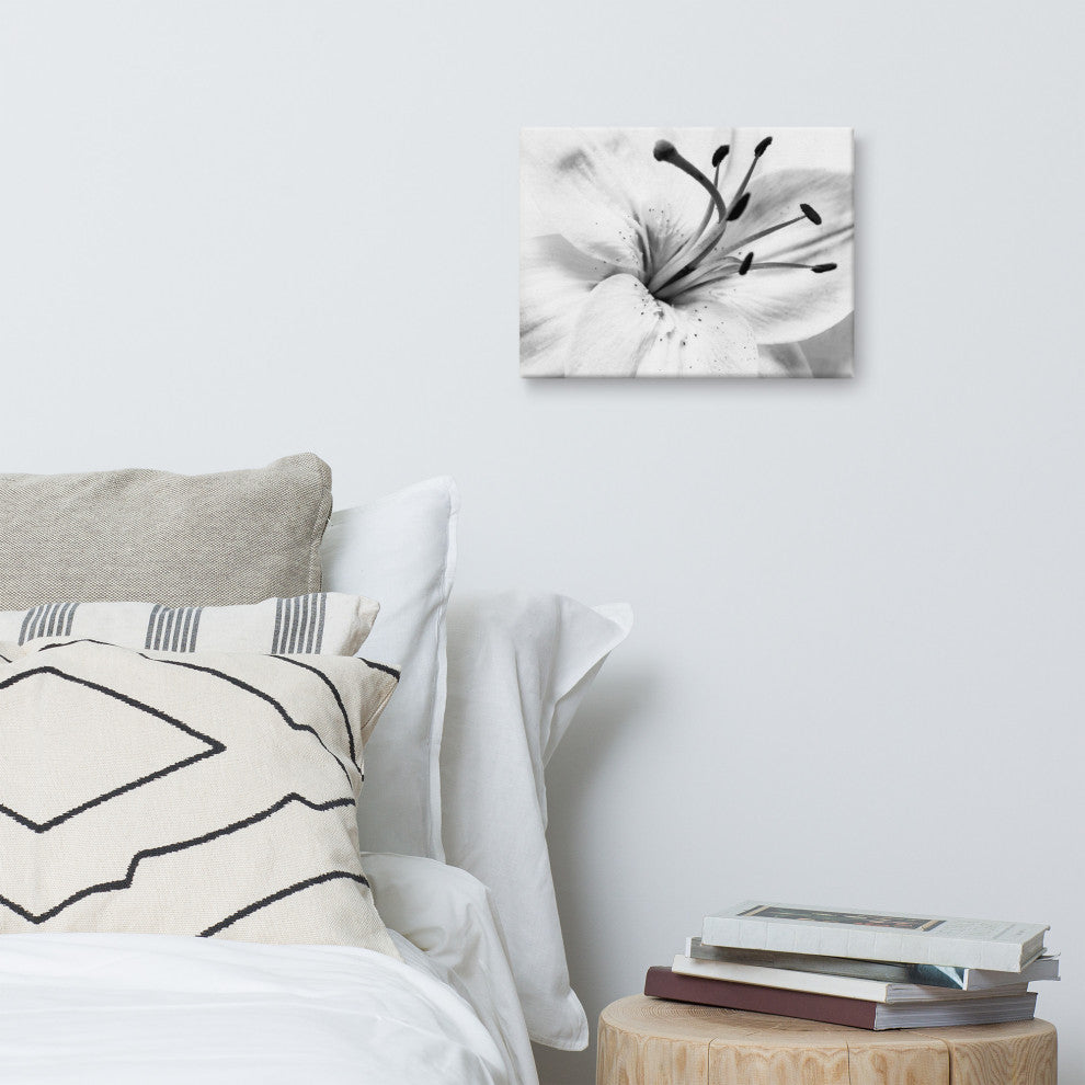 Grey Floral Canvas: High-key Lily Floral Nature Photo Wall Art Print, 12" X 16"