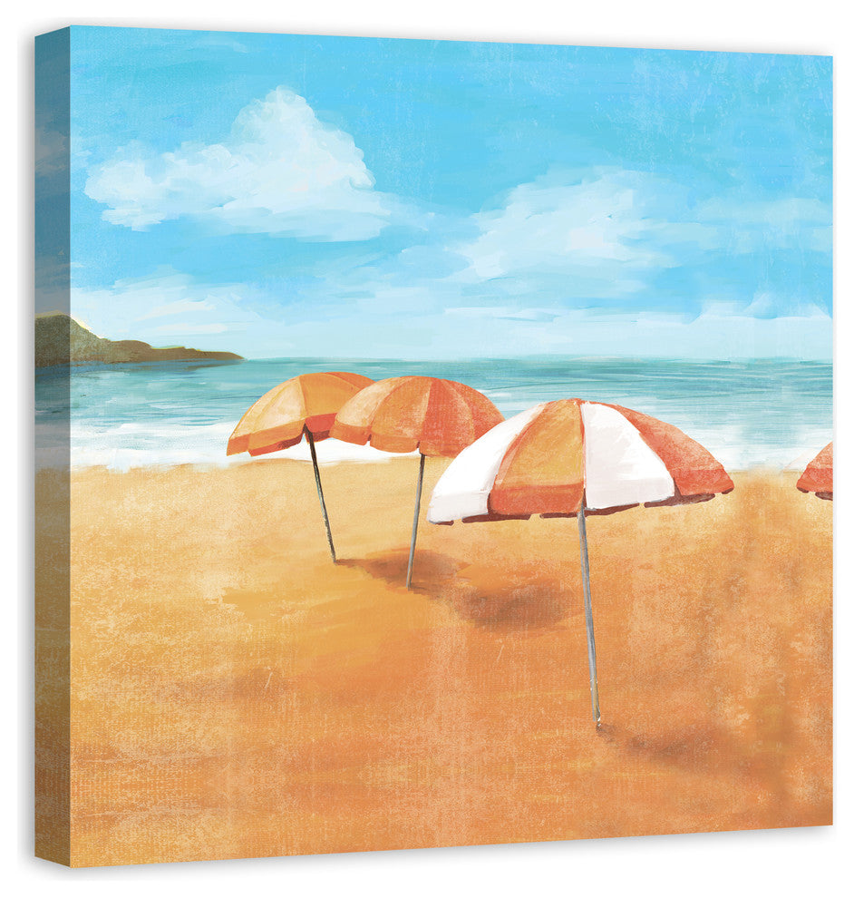 Striped Beach Umbrellas 30x30 Canvas Wall Art