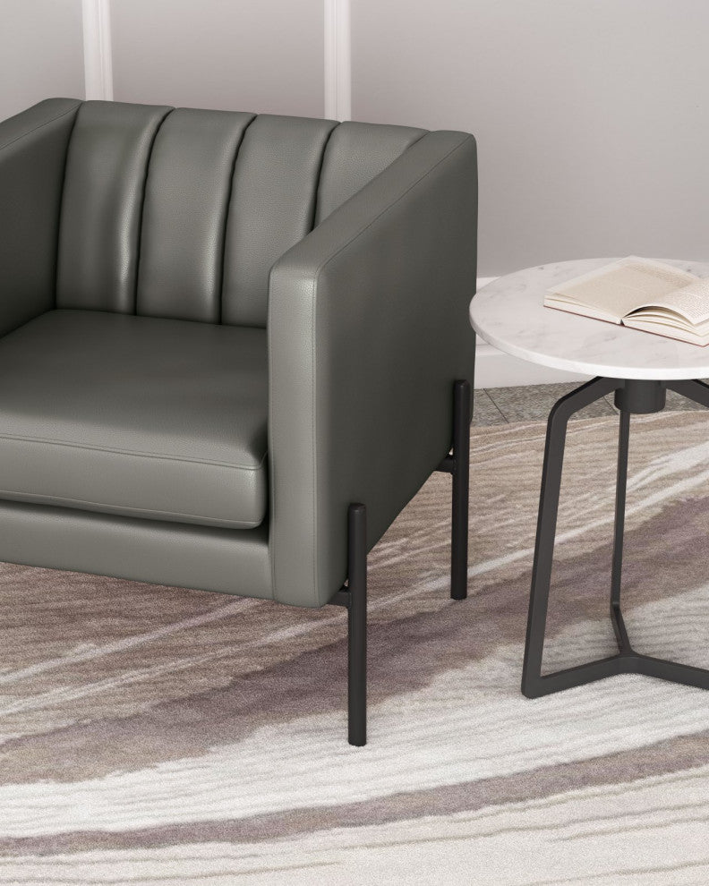 Accent Chair, Faux Vinyl Leather, Steel, Green, Black, Mid Century Hospitality