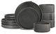 Stone Lain Bao Stoneware 12-Piece Dinnerware Set, Charcoal