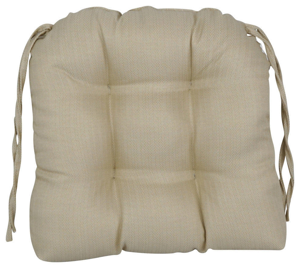 16" Spun Premium Outdoor U-Shaped Tufted Chair Cushions, Set of 4, Newfound Ecru