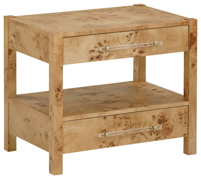 Brandyss Nightstand, Honey Burl