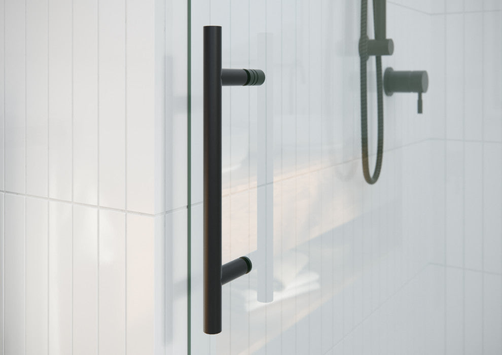 48"-52"x36"x78" Frameless Sliding Shower Door With Return Panel, Matte Black