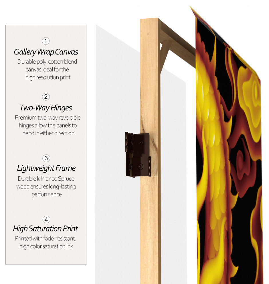 6' Tall Dragon Fire on the Mountain Double Sided Room Divider