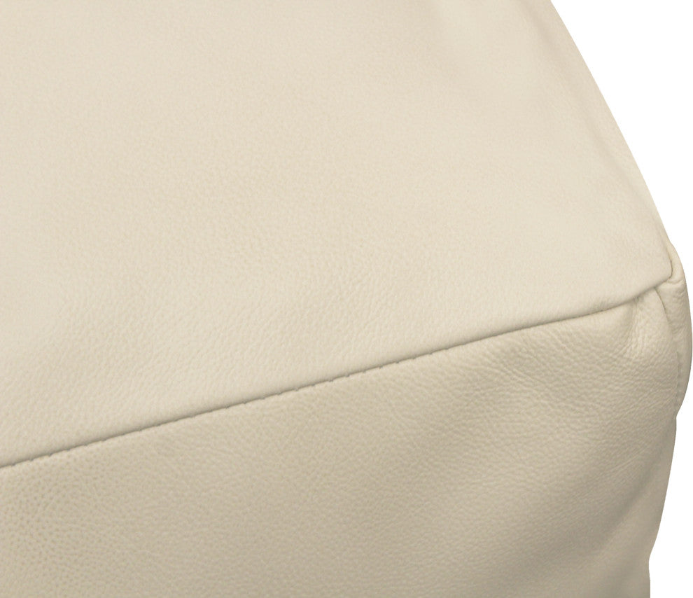 Lash Java Leather Pouf, Dark brown, Ivory