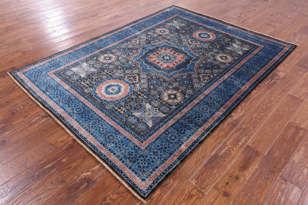 5' 8" X 7' 9" Mamluk Geometric Hand-Knotted Wool Rug - Q12277
