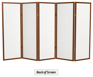 4' Tall Window Pane Shoji Screen, Walnut, 5 Panels