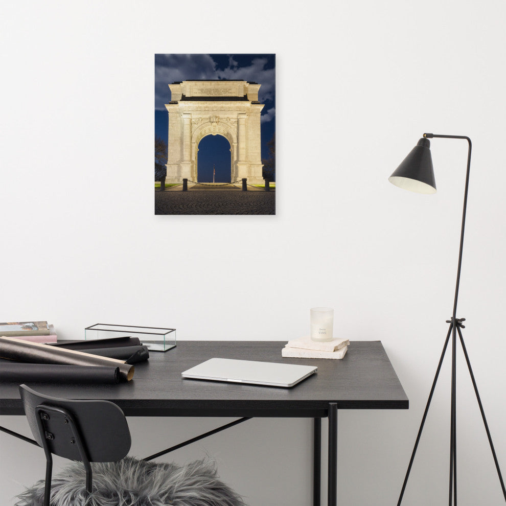 Night Photo at Valley Forge Arch Night Photo Canvas Wall Art Print, 18" X 24"