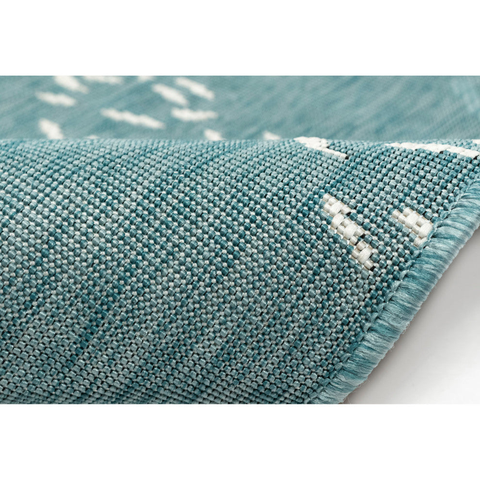 Carmel School Of Fish Indoor/Outdoor Rug, Aqua, 1'11"x4'11" Runner