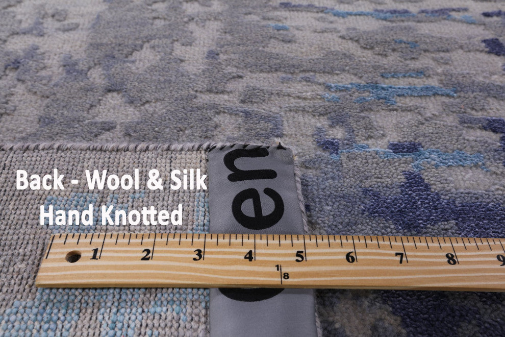 9' 0" X 12' 2" Hand Knotted Wool and Silk Modern Rug Q7239