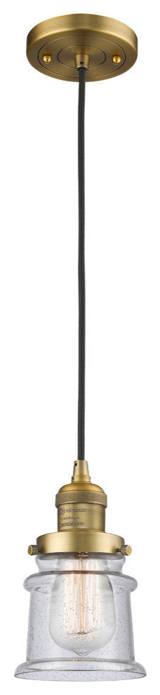Small Canton 1-Light Mini Pendant, Brushed Brass, Seedy