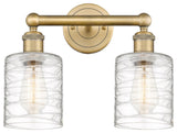 Edison Cobbleskill 2-Light 14" Vanity Light, Brushed Brass With Deco Swirl Shade