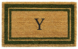 Sage Green Border 18"x30" Monogram Doormat, Letter Y