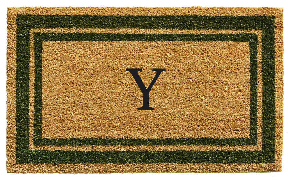 Sage Green Border 18"x30" Monogram Doormat, Letter Y