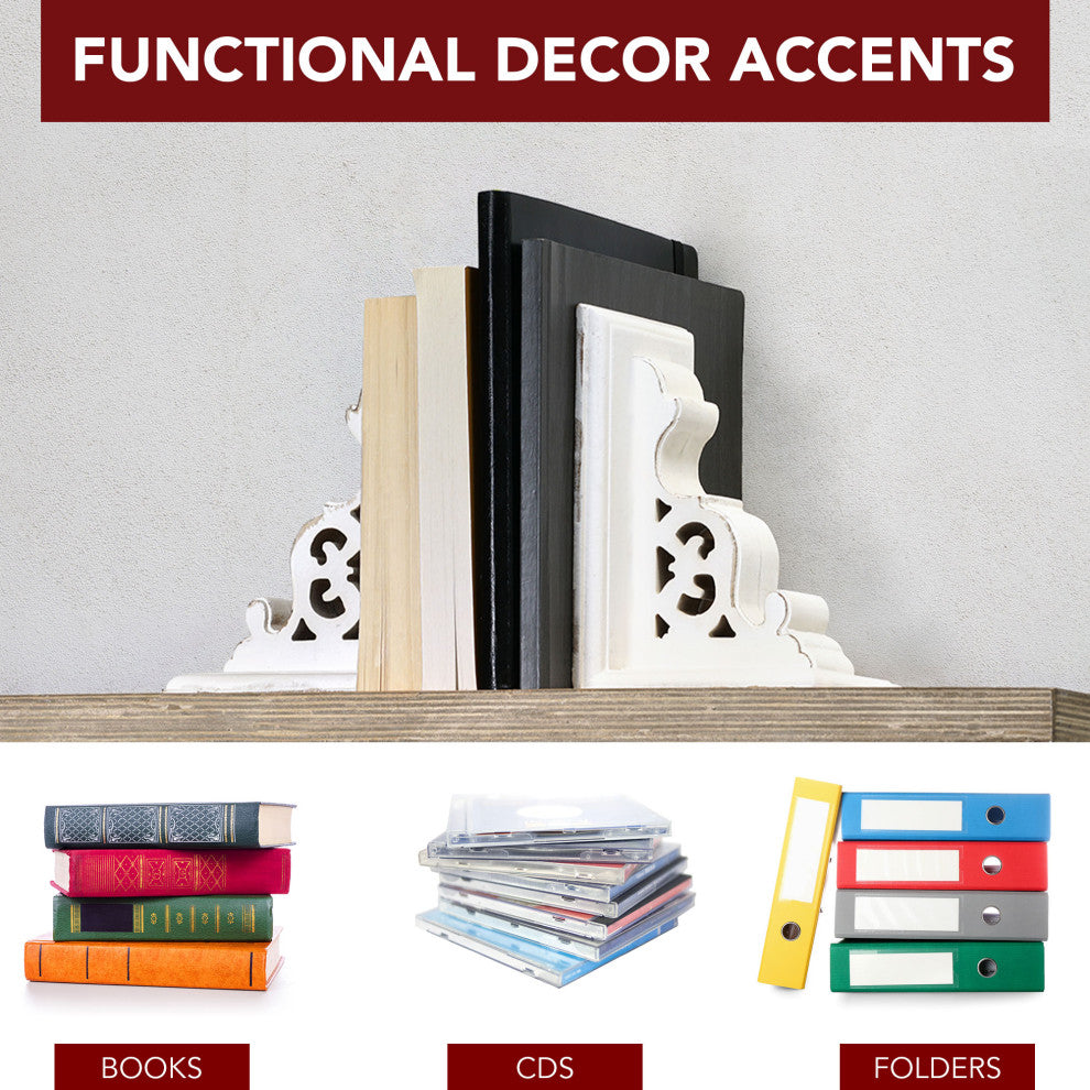 American Art Decor Heavy Duty Wood Bookends for Books/CDs/Vinyls/Magazines