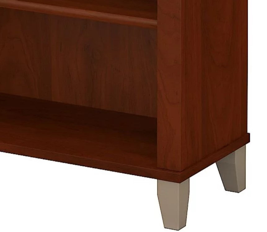 Transitional Bookcase, Tall Design With 5 Spacious Open Shelves, Hansen Cherry
