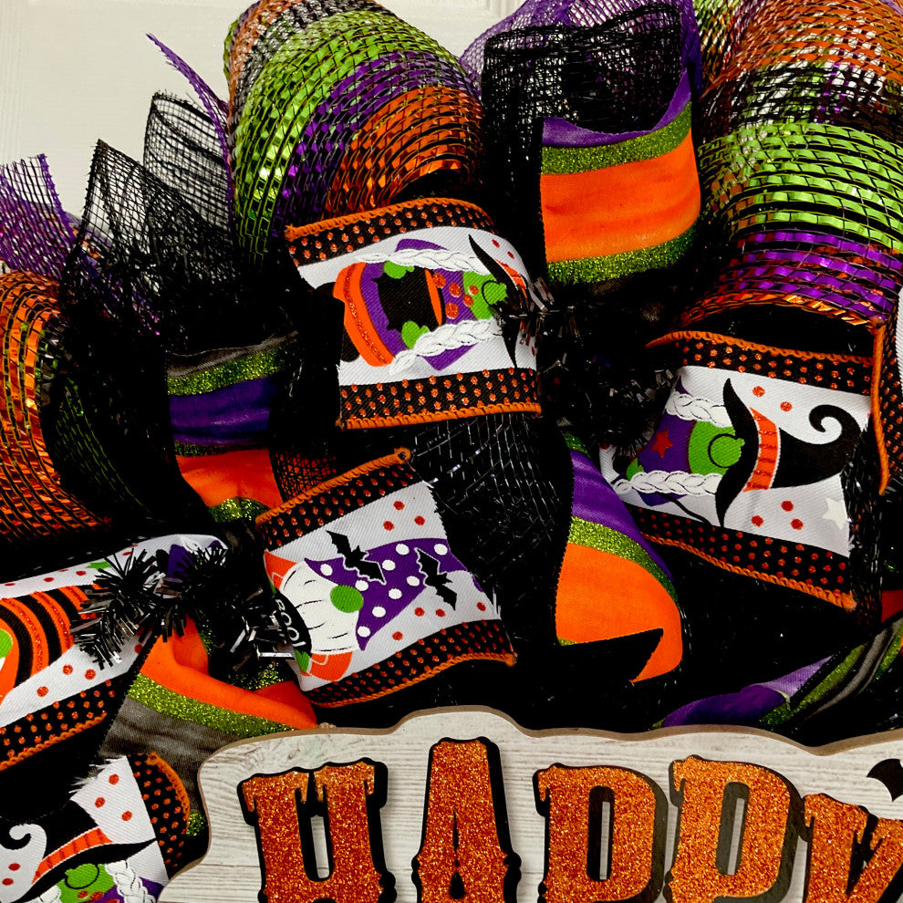 Happy Halloween Gnome Wizard Wreath