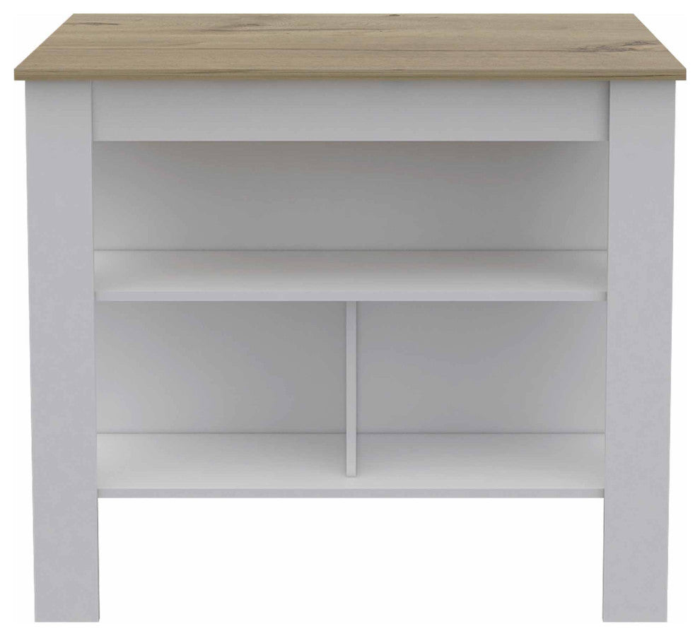 Brooklyn Kitchen Island, White-Light Oak