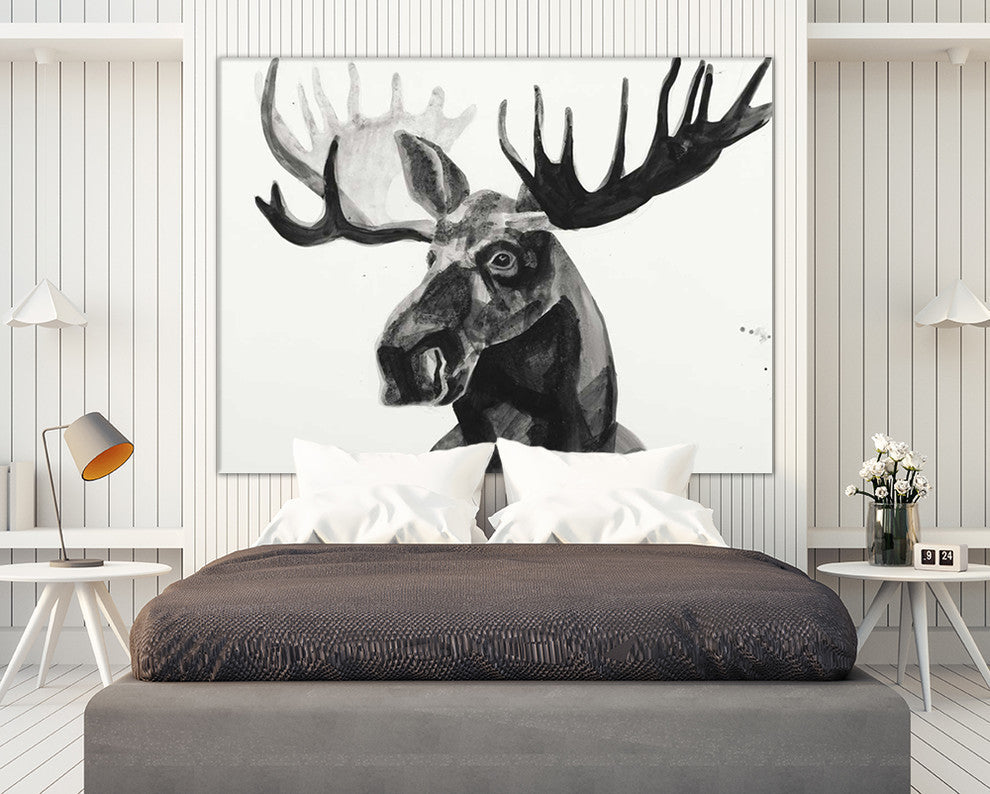 "Watercolor Moose" Fine Art Canvas Print, 72"x54"