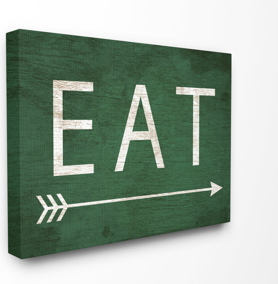 Eat With Arrow Green Stretched Canvas Wall Art, 24x30