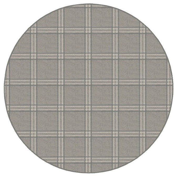 Quartz Herrington Plaid Area Rug Milliken Tactesse Nylon, RND 5'