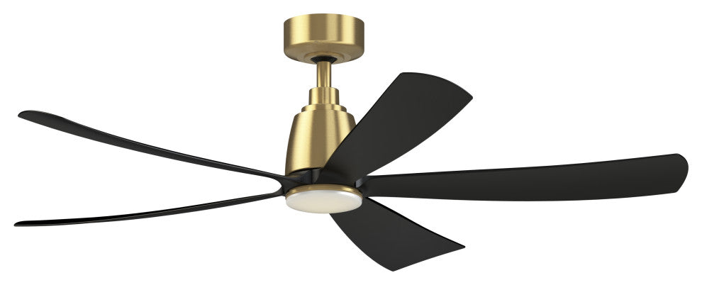 Fanimation Kute5 52" Ceiling fan With LED Light, Brushed Satin Brass/Black
