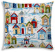 20" Blue Beach House Indoor Outdoor Zippered Pillow Cover