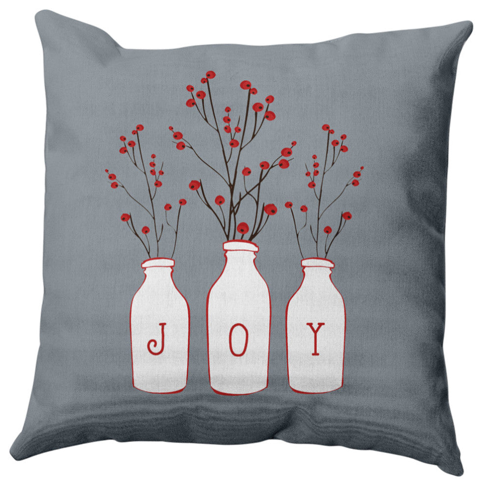 Joy Decorative Throw Pillow, Gray, 20"x20"