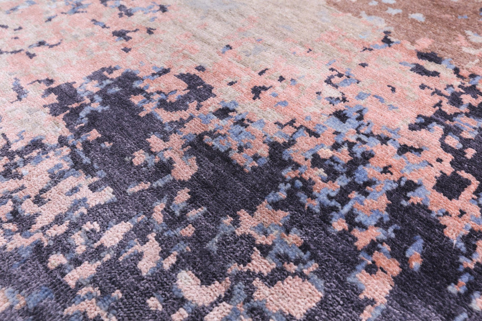 Abstract Handmade Wool and Silk Area Rug 9' 0" X 12' 1" Q6339