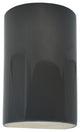 Ambiance LED Outdoor Small Ceramic Cylinder Wall Sconce with Open Top & Bottom, Gloss Grey