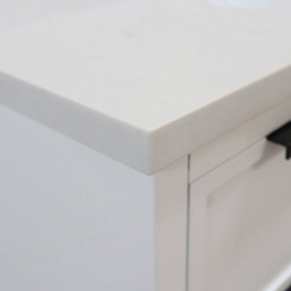 37" Single Sink Vanity, White With Engineered Stone Top