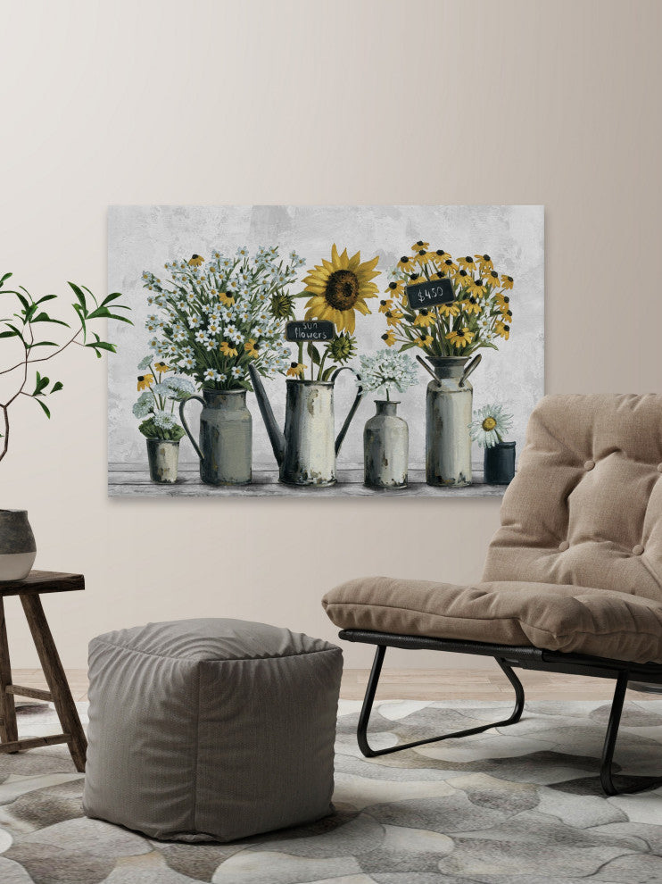 "Tin Can Flowers" Painting Print on Wrapped Canvas