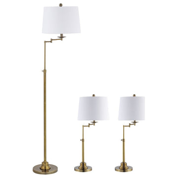 Safavieh Nadia Floor And Table Lamp Set of 3 Brass Gold