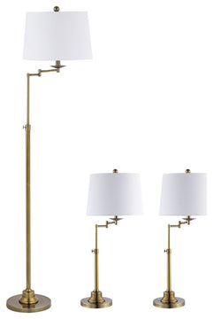 Safavieh Nadia Floor And Table Lamp Set of 3 Brass Gold