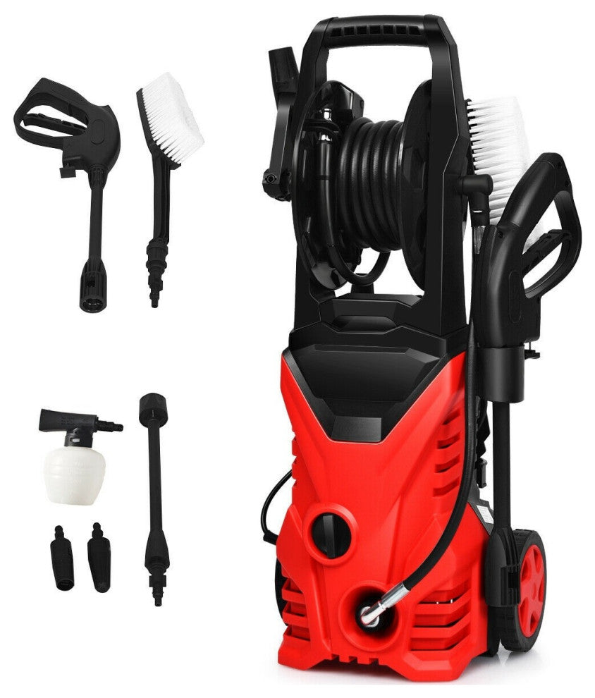 Costway 2030PSI Electric Pressure Washer Cleaner 1.7 GPM 1800W w Hose Reel Red
