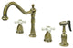 Kingston Brass Widespread Kitchen Faucet With Brass Sprayer, Antique Brass