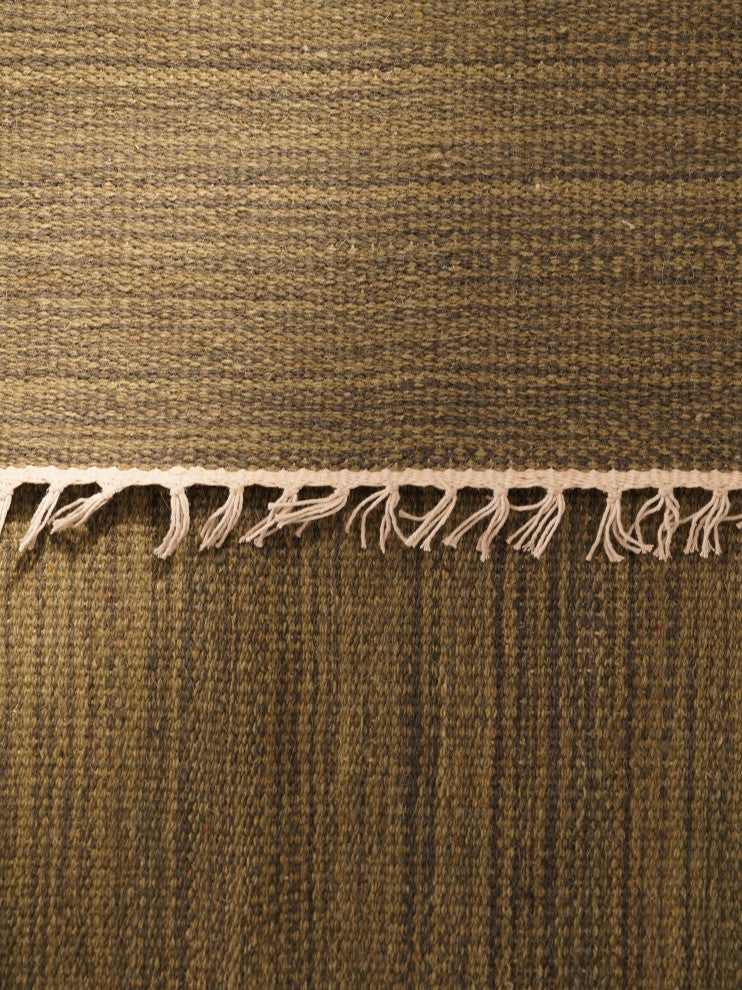Hand Woven Flat Weave Kilim Wool Runner Area Rug Solid Olive D00111, Olive, [Square] 8'x8'