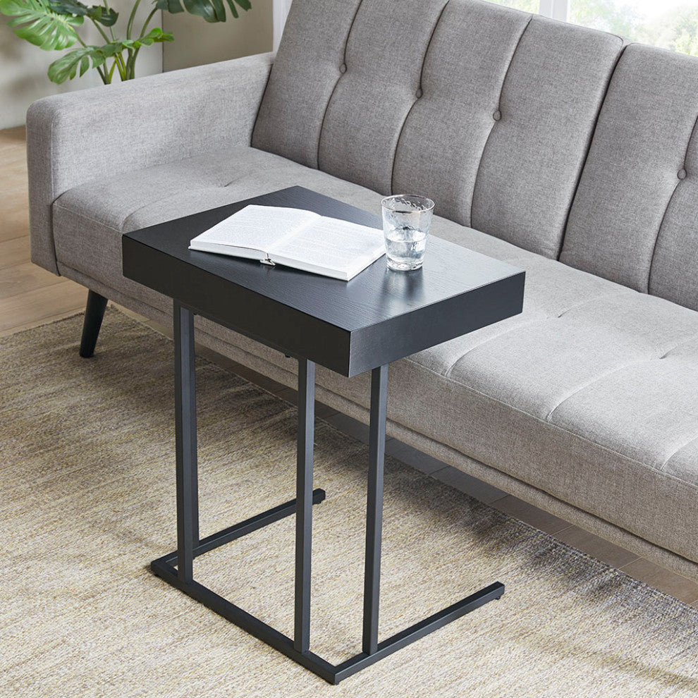 INK+IVY Wynn Pull-Up Accent Table with Drawer, Black