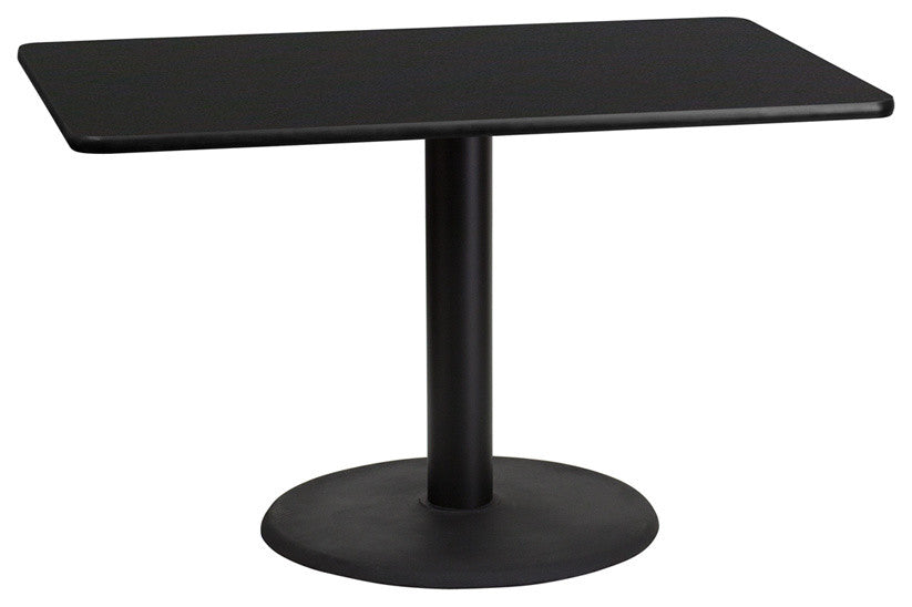 Dyersburg 30"x48" Rectangular Black Laminate Table Top With 30" Round Base