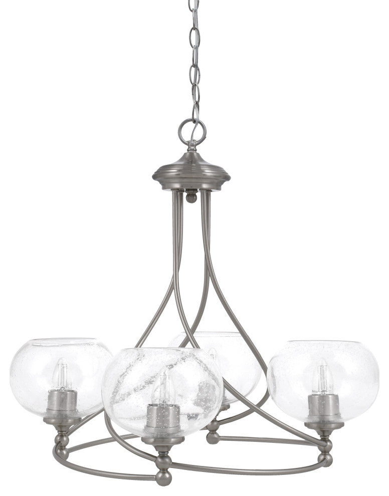 Capri 4-Light Chandelier, Brushed Nickel/Clear Bubble