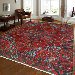 Fine Vintage Heriz Makbule Red/Charcoal Rug, 7'7 x 9'9