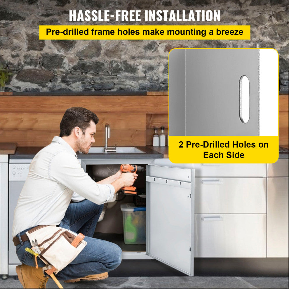 VEVOR Outdoor Kitchen Doors BBQ Kitchen Doors 33x22" Stainless Steel Cabinet