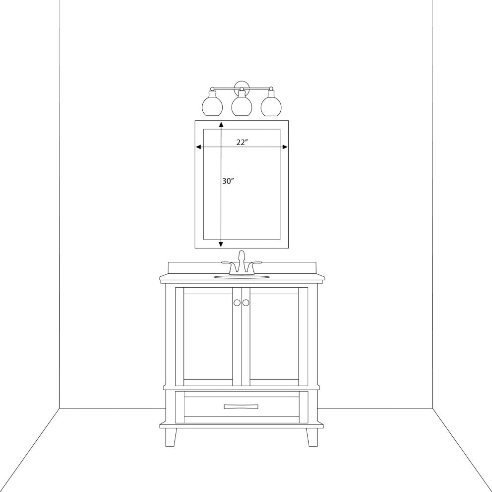 Woodford Framed Wall Mirror, Nickel, 22"x30"