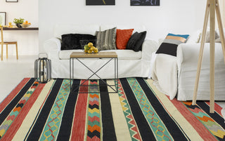 Modern Flatweave Violeta Ivory/Black Rug, 6'6x10'0