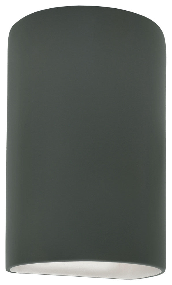 Ambiance ADA Large Cylinder Outdoor Wall Sconce, Closed, Pewter Green, E26