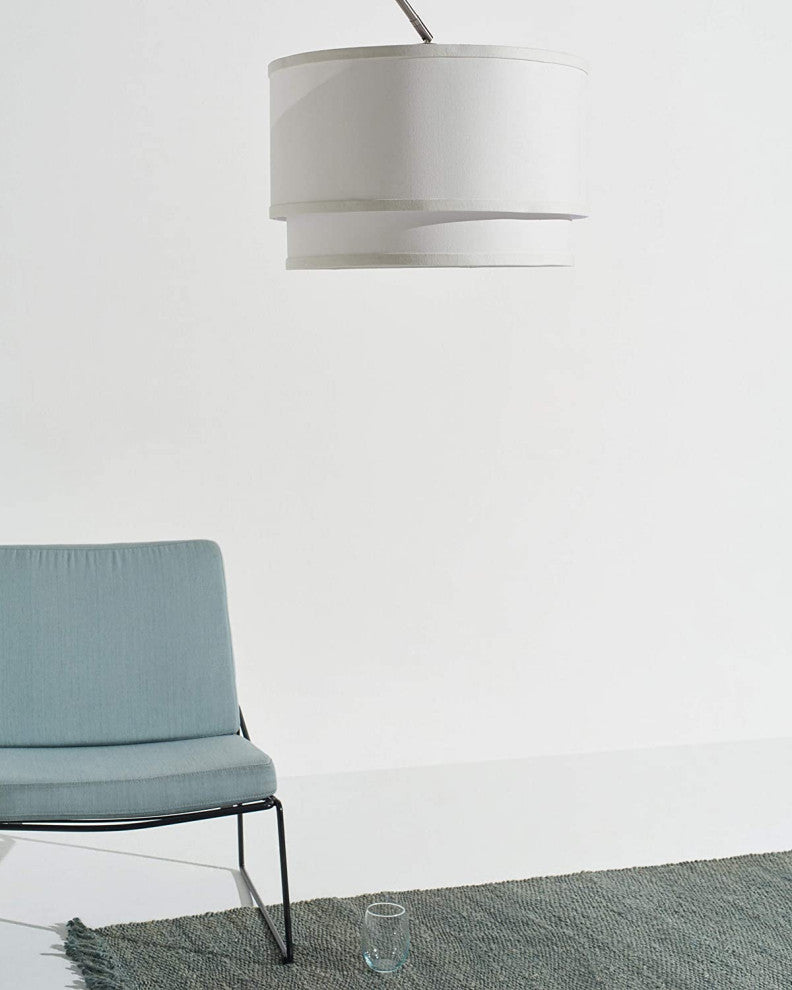 Brightech Mason - Arc Floor Lamp with Unique Hanging Drum Shade, Nickel