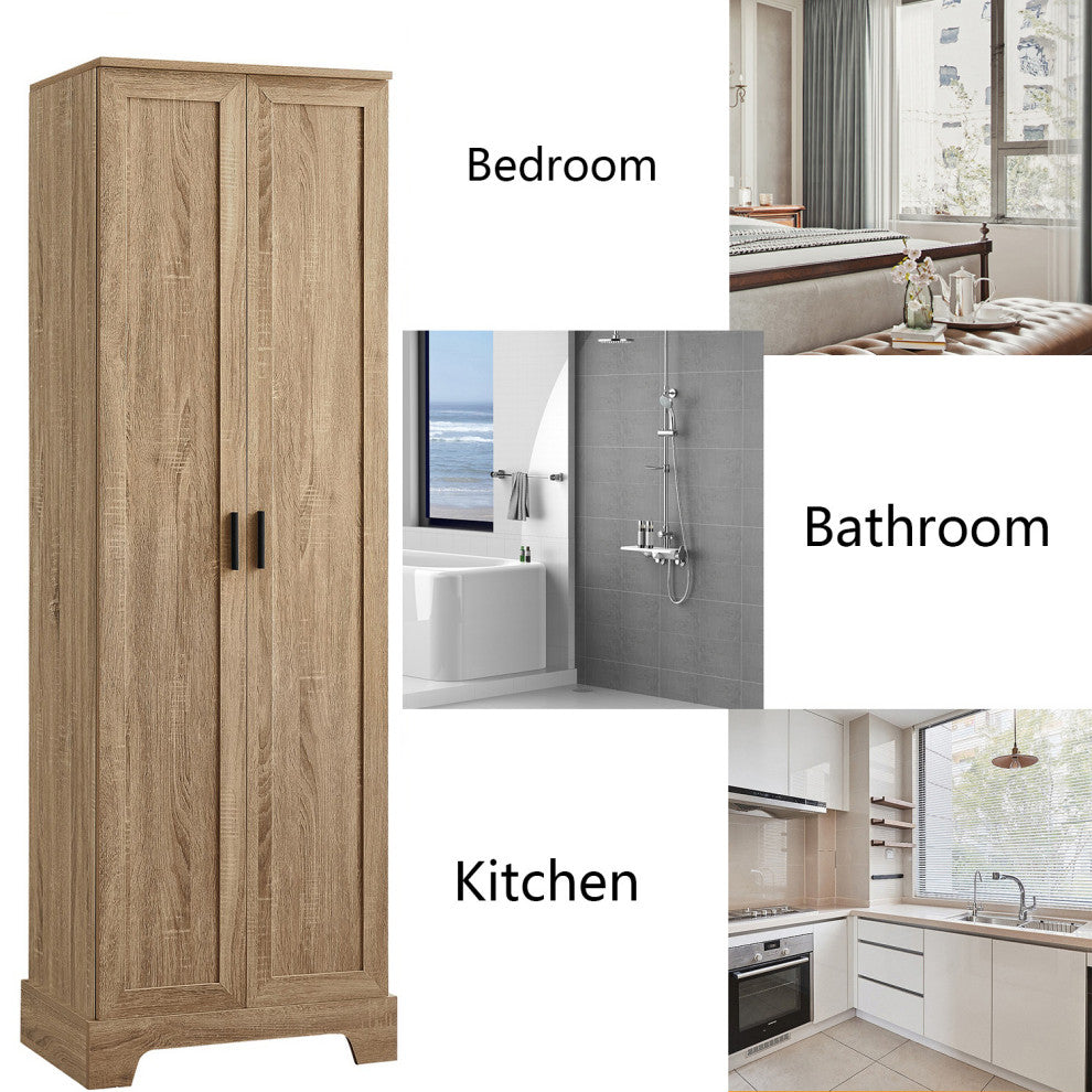 Brown Storage Cabinet With 2-Doors and Adjustable Shelf