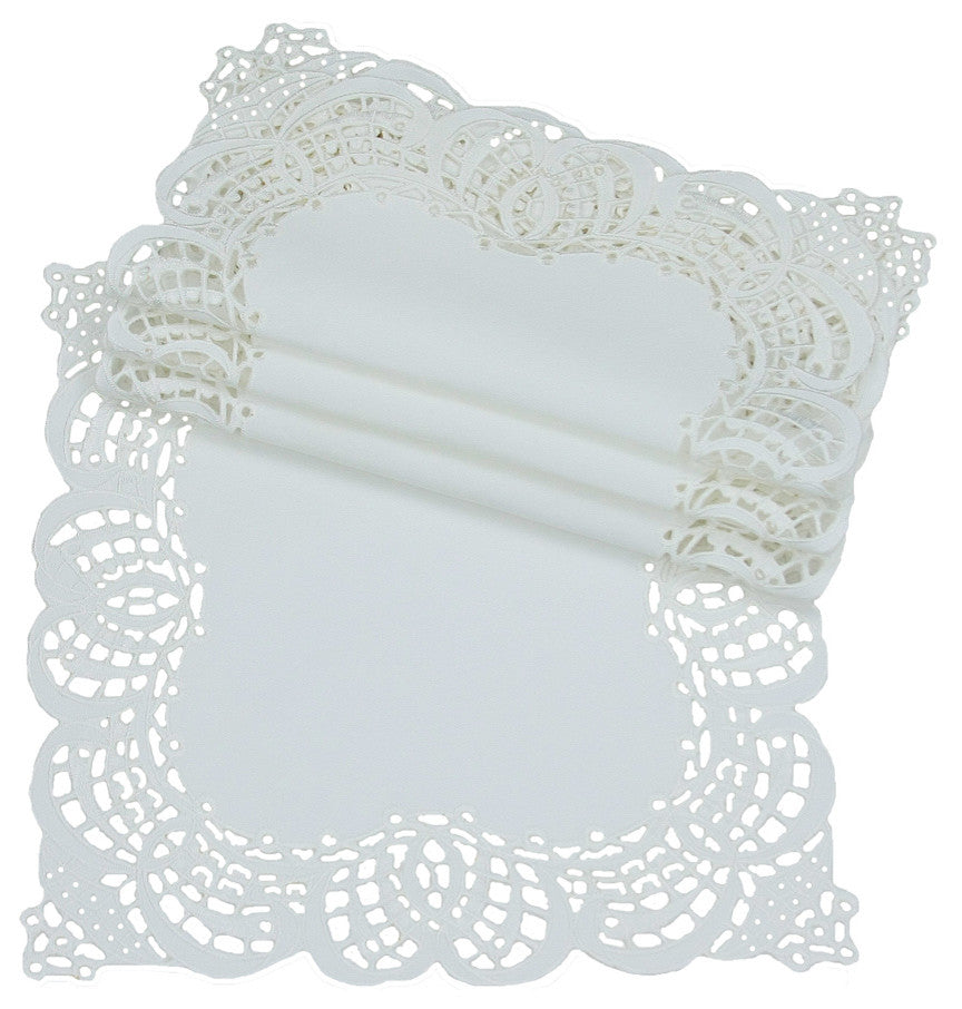Dainty Lace 12" Square Doily, White, Set of 4