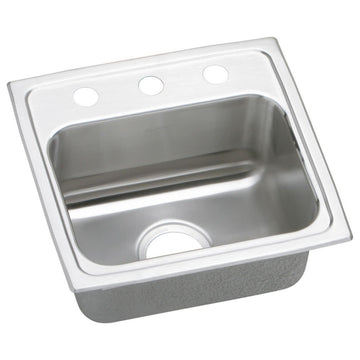 Elkay LRAD171660 Lustertone 17" Drop In Single Basin Stainless - 2 Faucet Holes