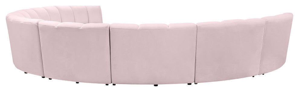 Infinity Channel Tufted Velvet Modular Chair, Pink, 8 Piece